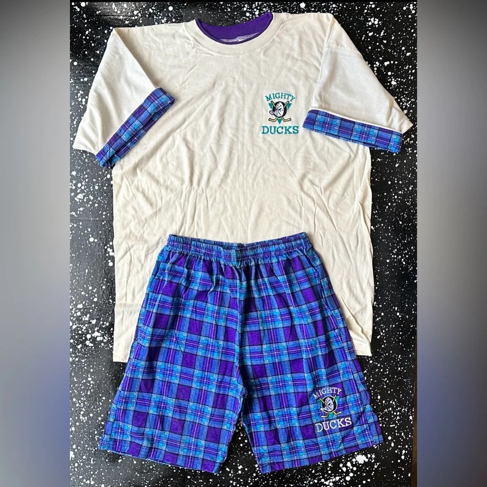 Vintage Mighty Ducks NHL Short Set NWOT NOS Made in USA Size XL Embroidered